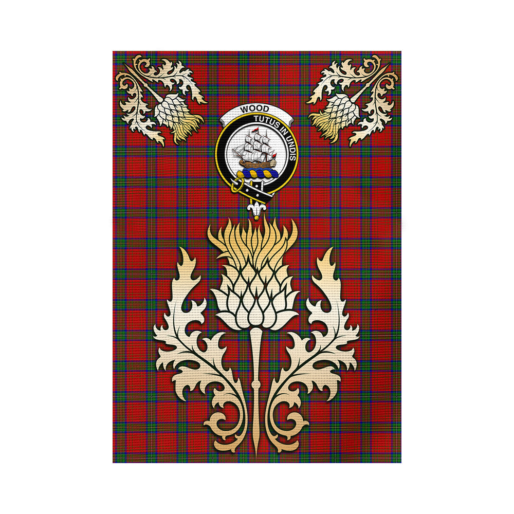 scottish-wood-dress-clan-crest-gold-thistle-tartan-garden-flag
