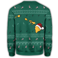 Hawaiian Map Polynesian Mele Kalikimaka Flamingo Christmas Sweatshirt - Wonder Print Shop