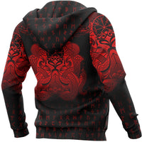 Viking Hoodie Vegvisir Mjolnir and Dragon Norse Tattoo (Zip) RLT12 - Wonder Print Shop