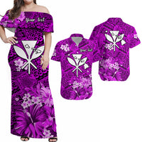 Personalised Hawaii Matching Hawaiian Shirt And Dress Map and Turtle Purple Flowers LT13 - Wonder Print Shop