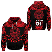 Custom Marquesas Islands Zip Hoodie Marquesan Tattoo Simplified Version Red LT8 - Wonder Print Shop