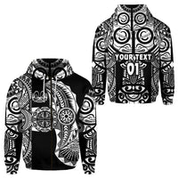 Custom Marquesas Islands Zip Hoodie Marquesan Tattoo Original Style Black LT8 - Wonder Print Shop