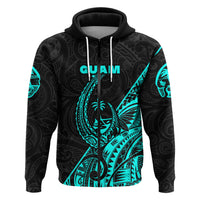Custom Guam Rugby Zip Hoodie Polynesian Patterns Style Turquoise LT16 - Wonder Print Shop