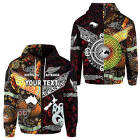 Custom New Zealand Australia Zip Hoodie Together Red LT8 - Wonder Print Shop