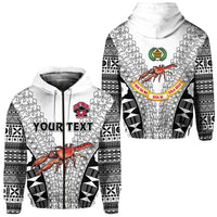 Custom Fiji Rewa Rugby Union Zip Hoodie Tapa Style White LT8 - Wonder Print Shop