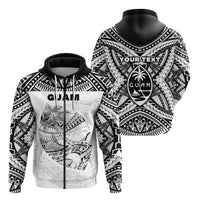Custom Guam Rugby Zip Hoodie Polynesian Patterns White LT16 - Wonder Print Shop