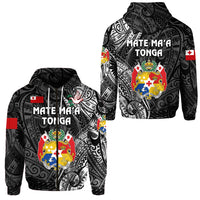 Tonga Zip Hoodie Coat Of Arms Simple Vibes Black LT8 - Wonder Print Shop