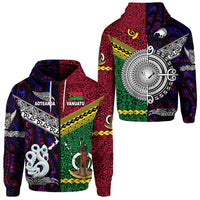 Vanuatu New Zealand Zip Hoodie Together Purple LT8 - Wonder Print Shop