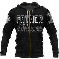 Custom Viking Fathor with Mjolnir Zip Hoodie RLT12 - Wonder Print Shop