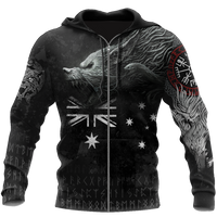 Viking Zip Hoodie - Australia Viking Fenrir RLT12 - Wonder Print Shop