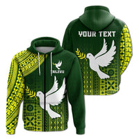 Custom Tailevu Rugby Fiji Zip Hoodie Go Green LT4 - Wonder Print Shop