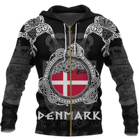 Viking Denmark Style Double Raven of Odin Zip Hoodie RLT12 - Wonder Print Shop