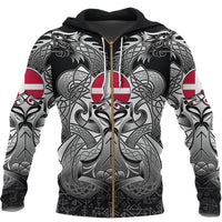 Viking Zip Hoodie - Denmark Mjolnir and Double Dragon RLT12 - Wonder Print Shop