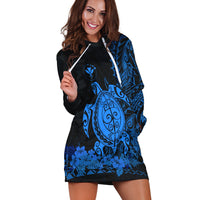 (Custom Personalised) Hawaii Polynesian Hoodie Dress Blue Sea Turtles Hawaiian LT13 - Wonder Print Shop