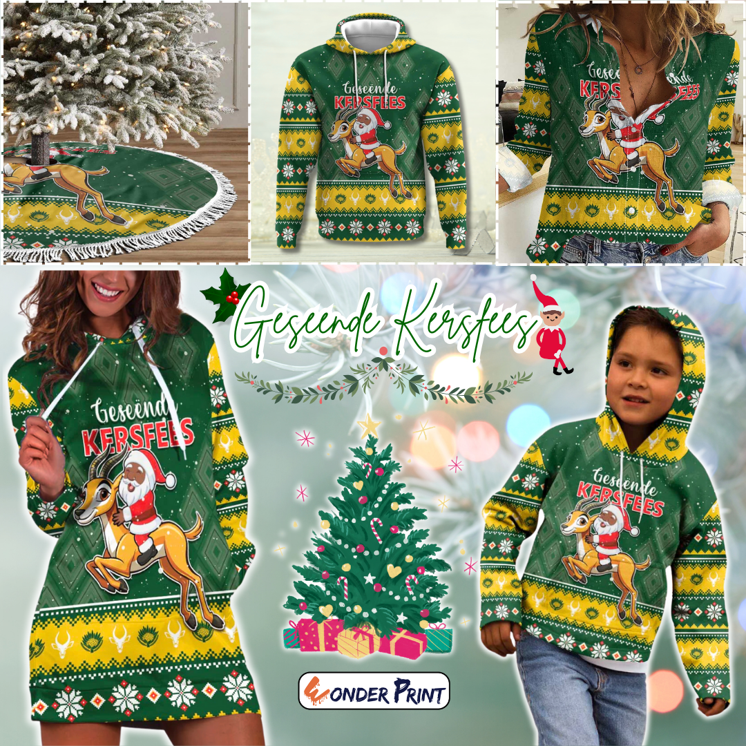 South Africa Christmas Funny Santa Riding Springbok