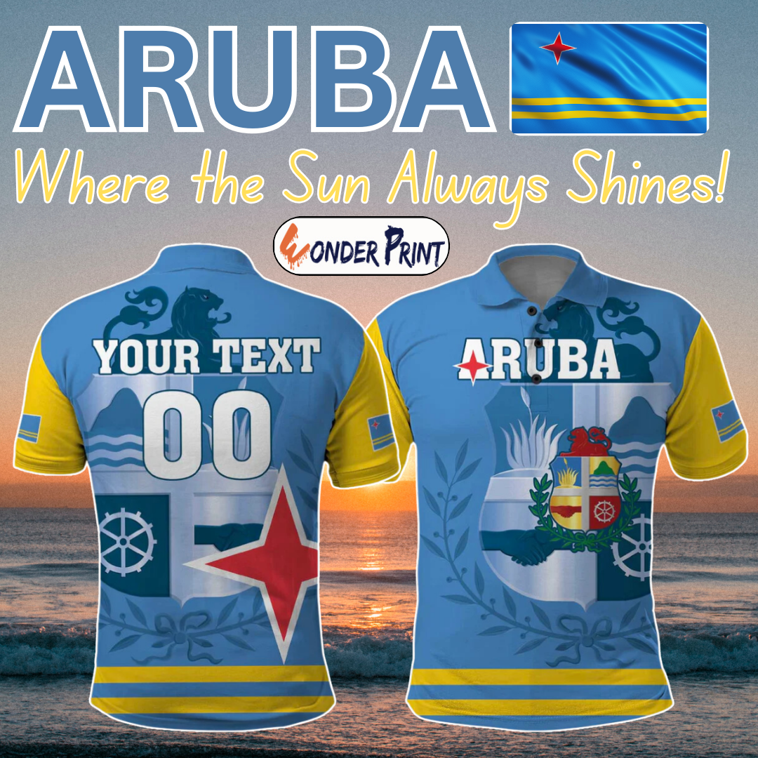 Aruba Coat Of Arms With Flag Style