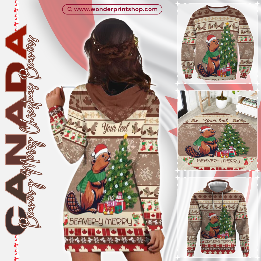 Beaver-y Merry Canada Merry Christmas Beavers