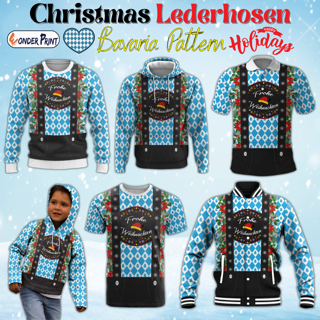 German Christmas Lederhosen Weihnachten Style with Bavaria Pattern