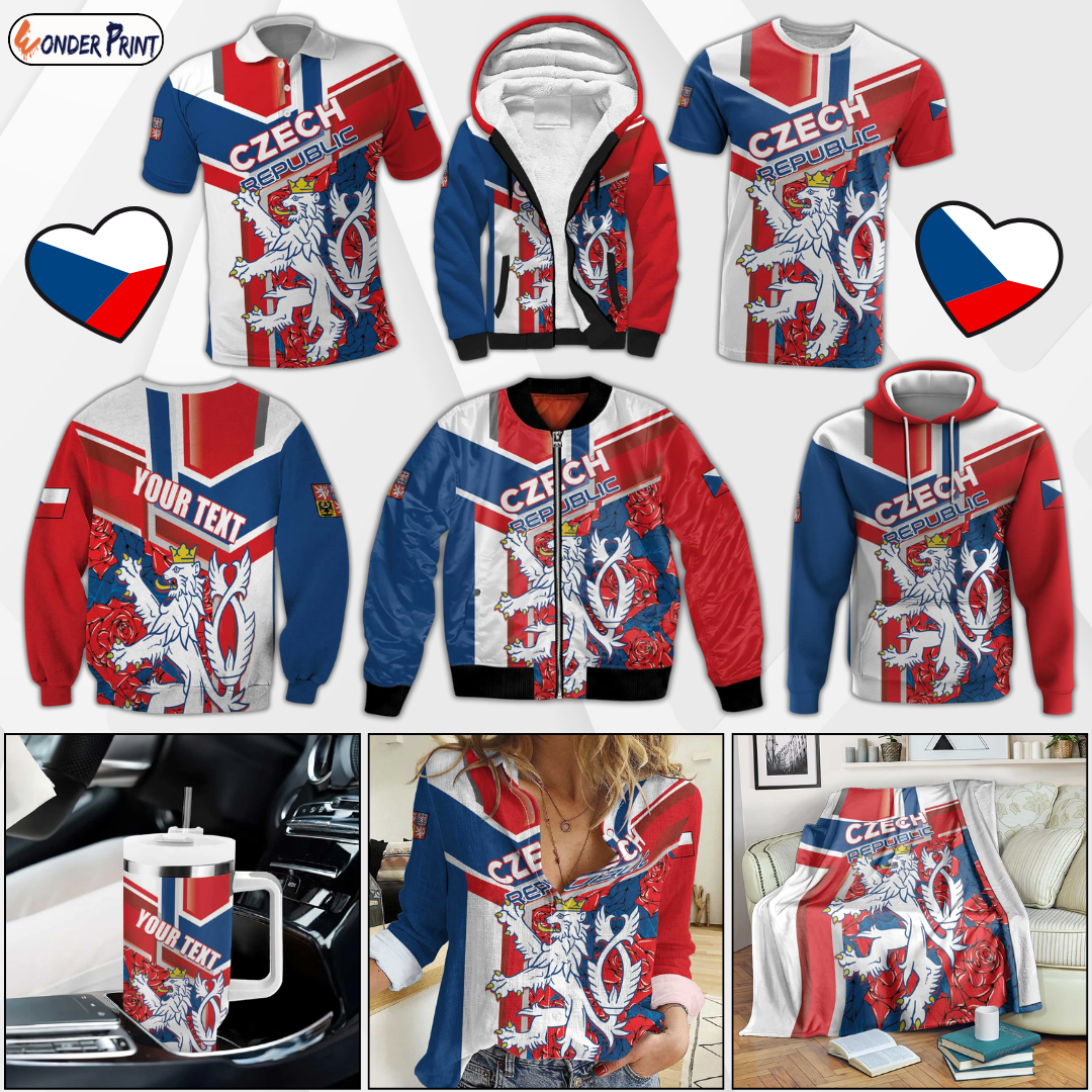 Czech Republic Czechia Lion Rosa Pattern