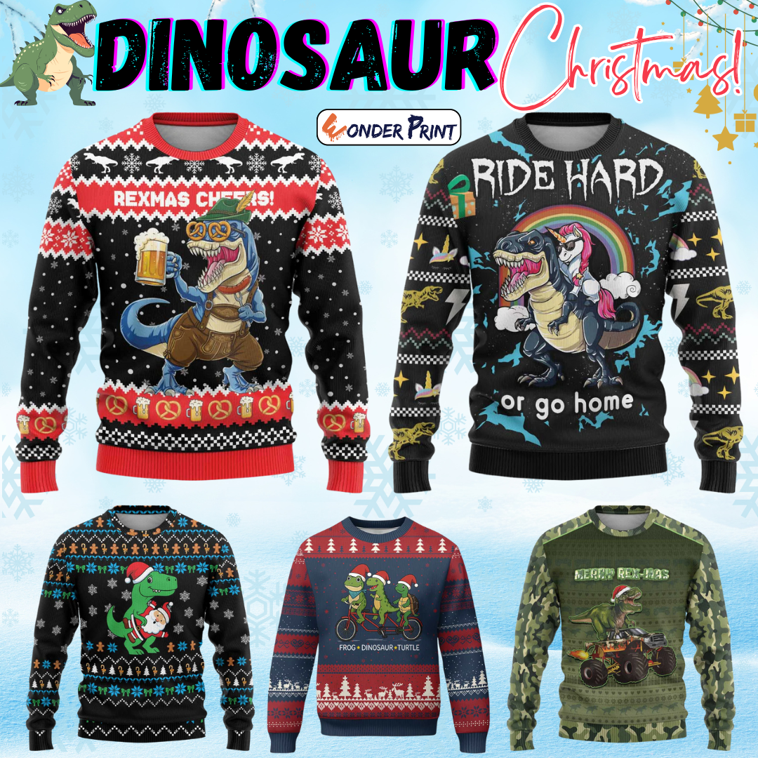 Dinosaur Ugly Christmas Sweater