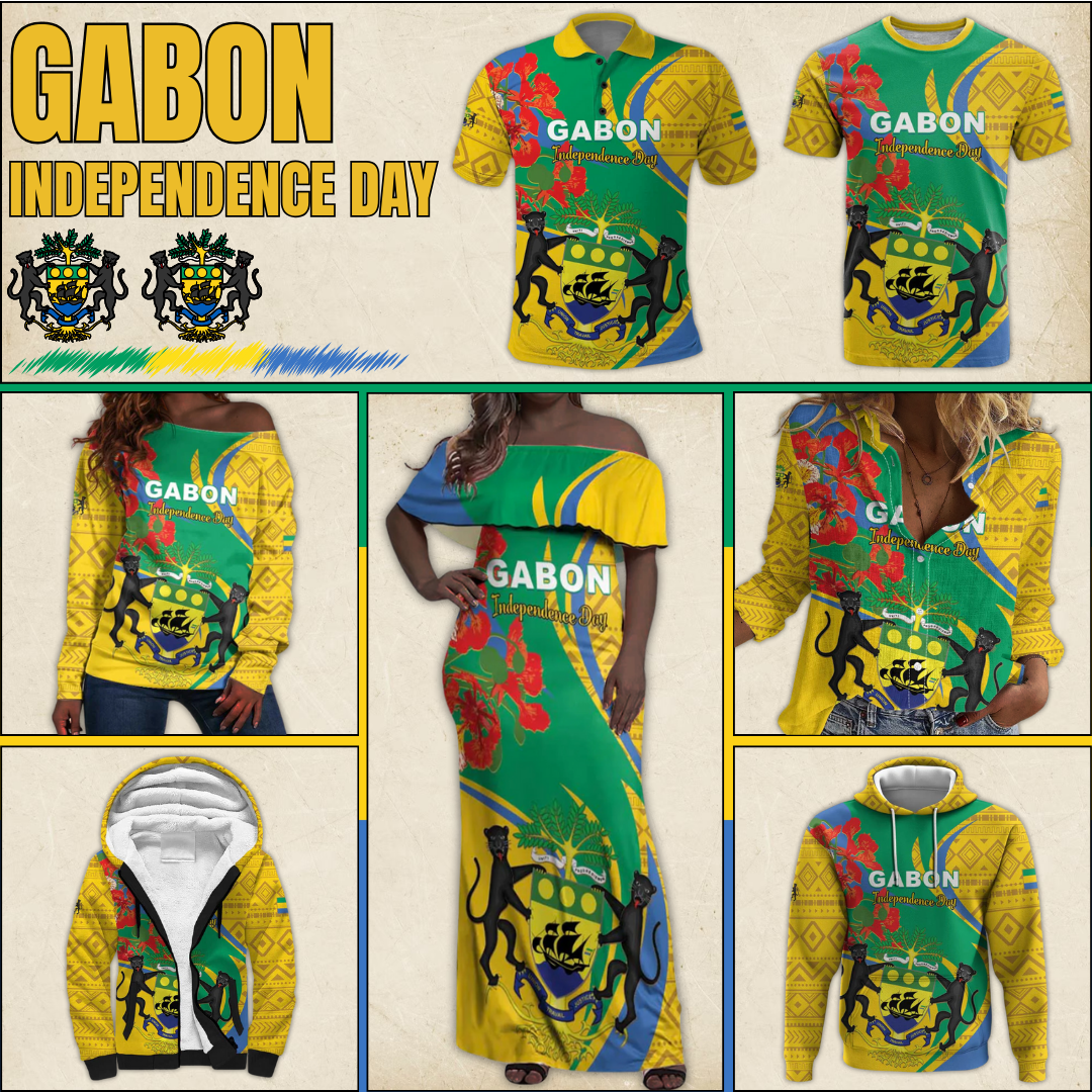 Gabon Independence Day Gabonaise Flamboyant African Pattern