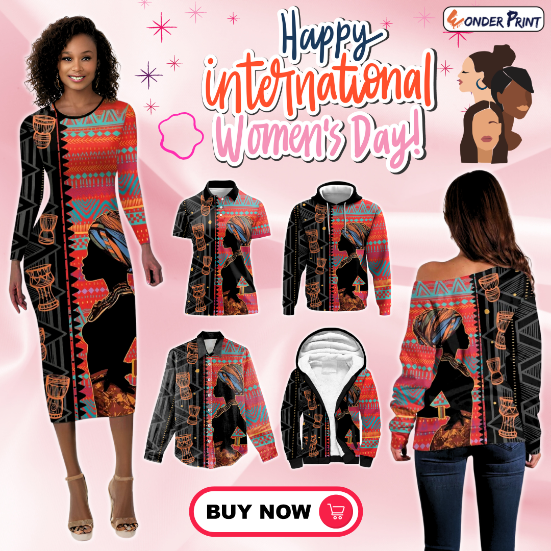Happy Women's Day African Ethnic Pattern