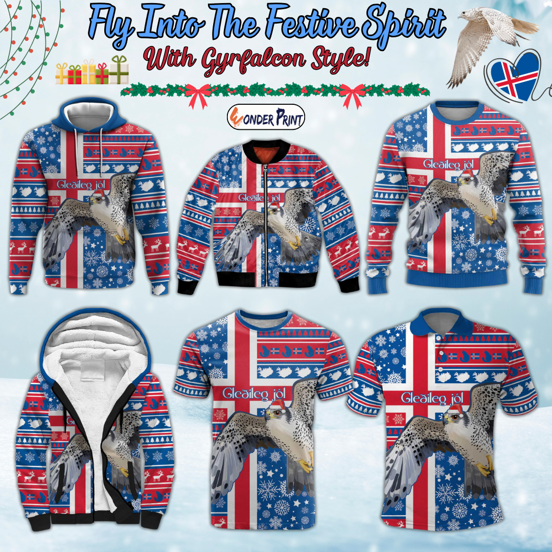 Iceland Christmas Gyrfalcon Santa Merry Xmas