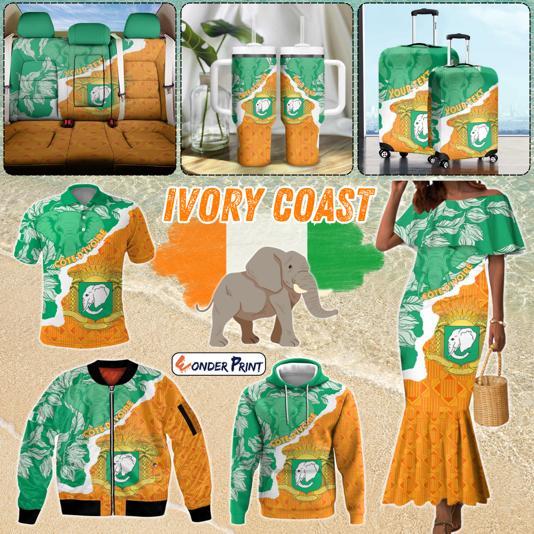 Ivory Coast Elephant With Coat Of Arms