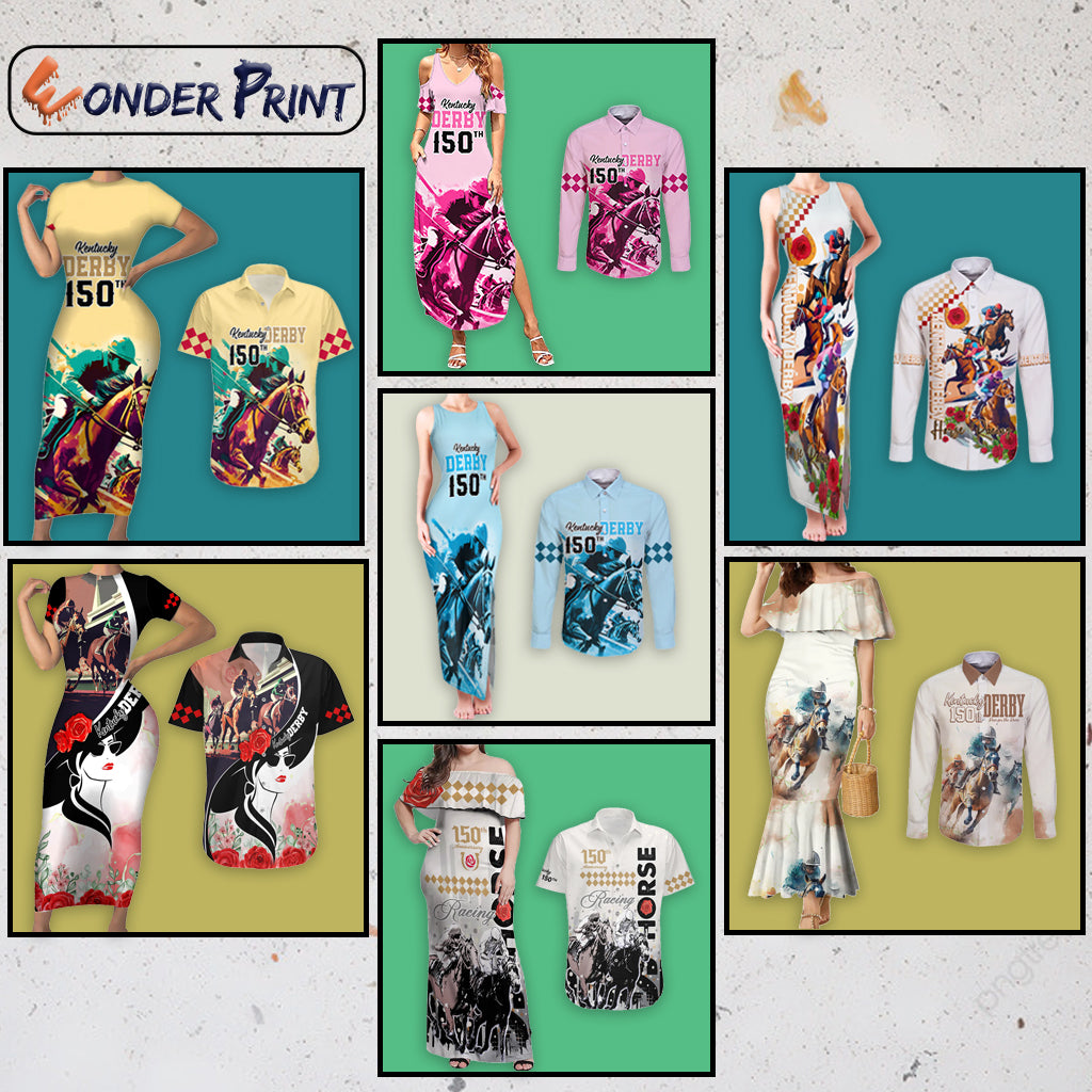 Kentucky Horse Racing Couples Dress and Shirt