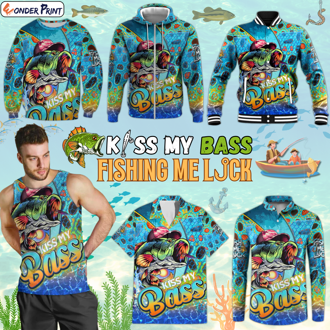 Kiss My Bass Fishing Fish Me Luck