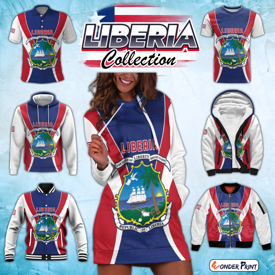 Liberia Coat Of Arms With Flag Map