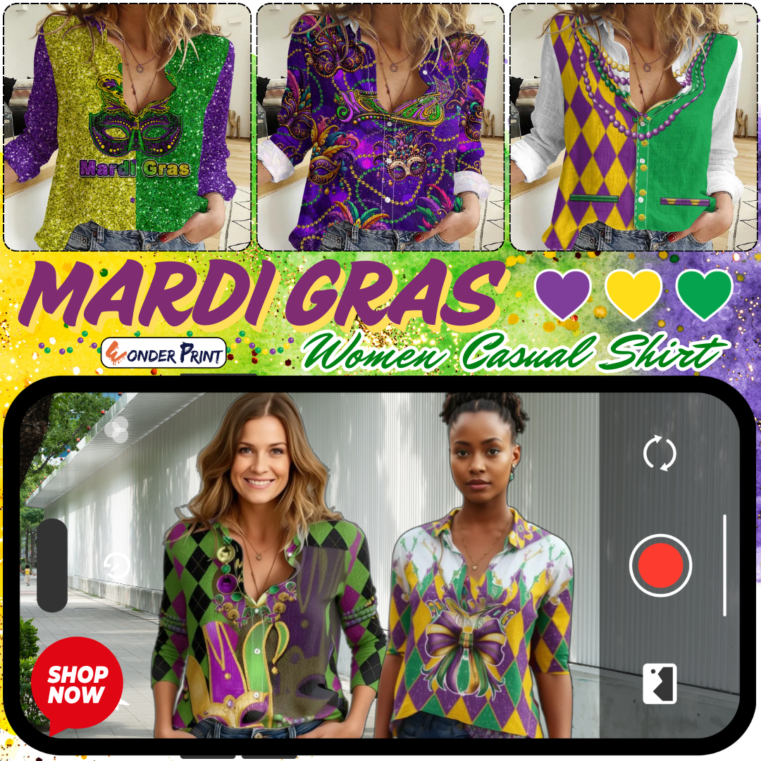 Mardi Gras Women Casual Shirt