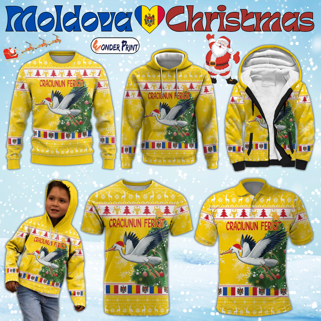 Moldova Christmas White Stork Santa With Christmas Tree