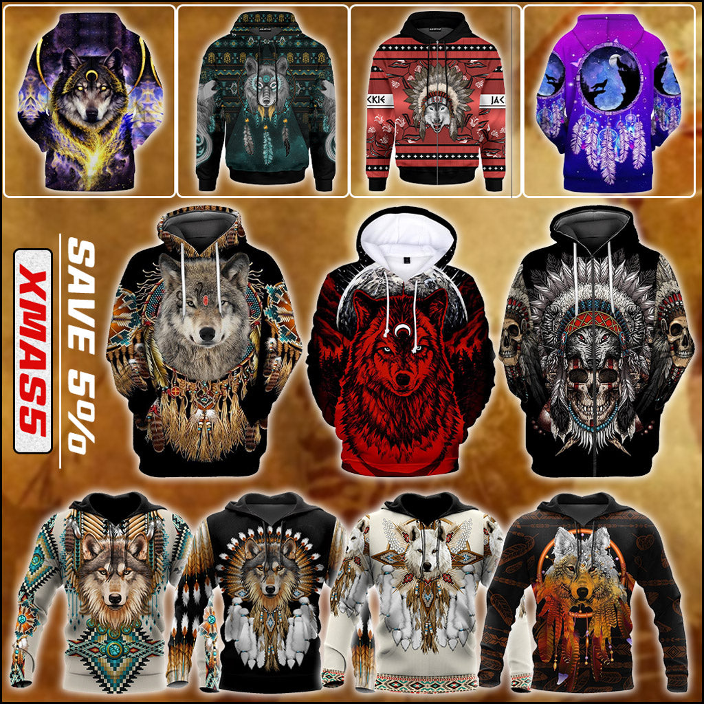 Wolf Native American Hoodies Vibe