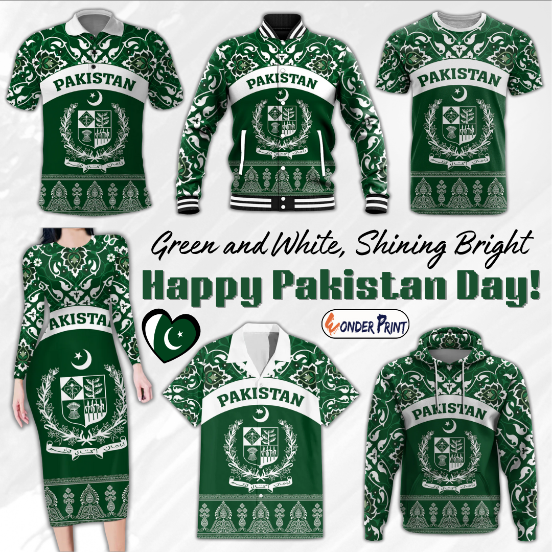 Pakistan Day Coat Of Arms Mix Islamic Pattern