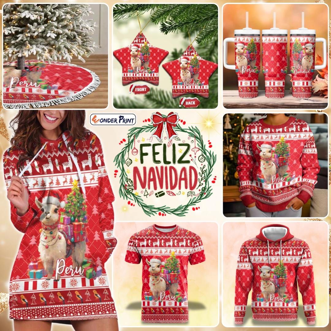 Peru Christmas Peruvian Alpaca Feliz Navidad