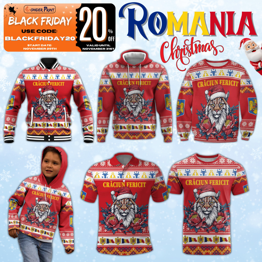 Romania Christmas Eurasian Lynx With Peony Flowers