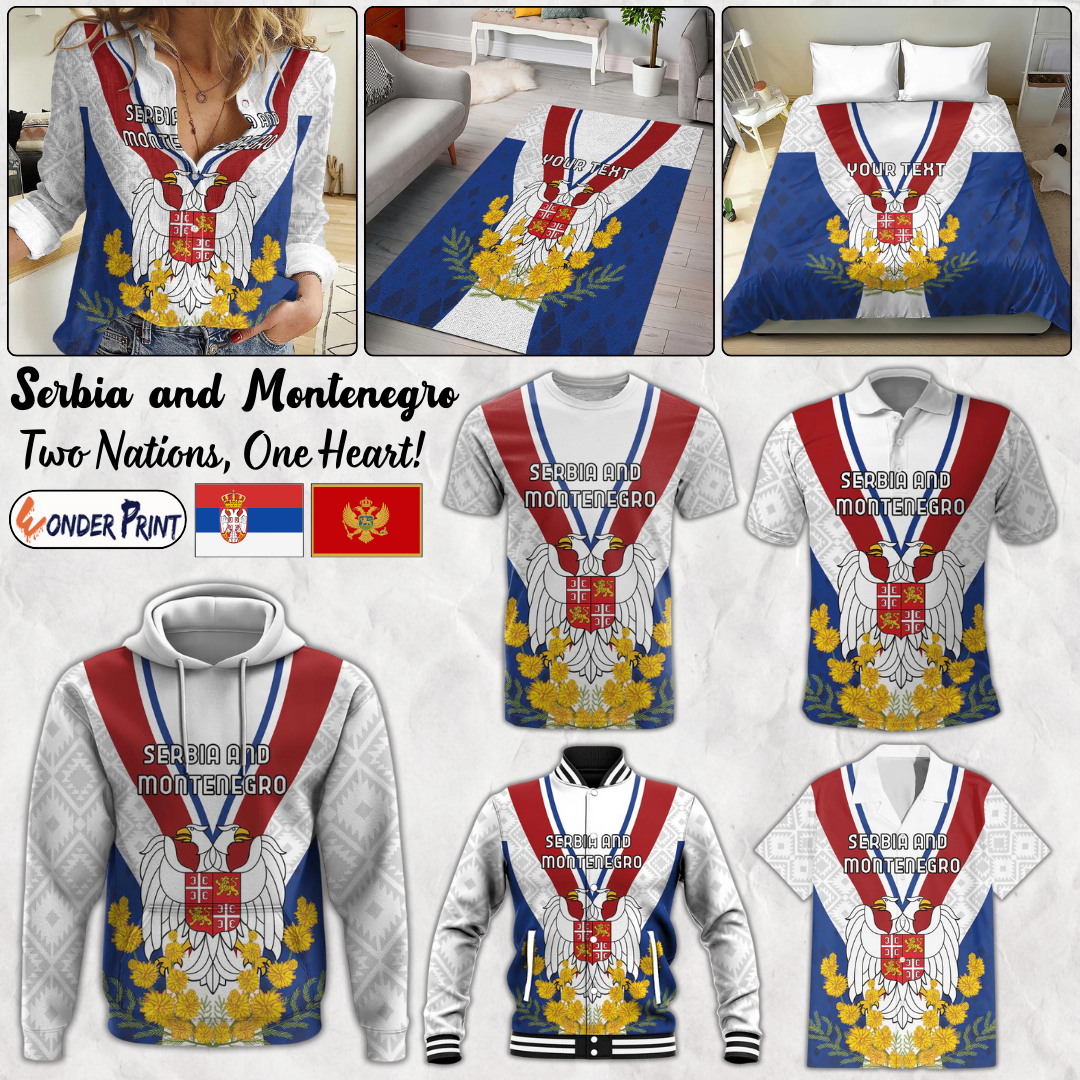 Serbia and Montenegro National Day Coat Of Arms Flag Style Since1992