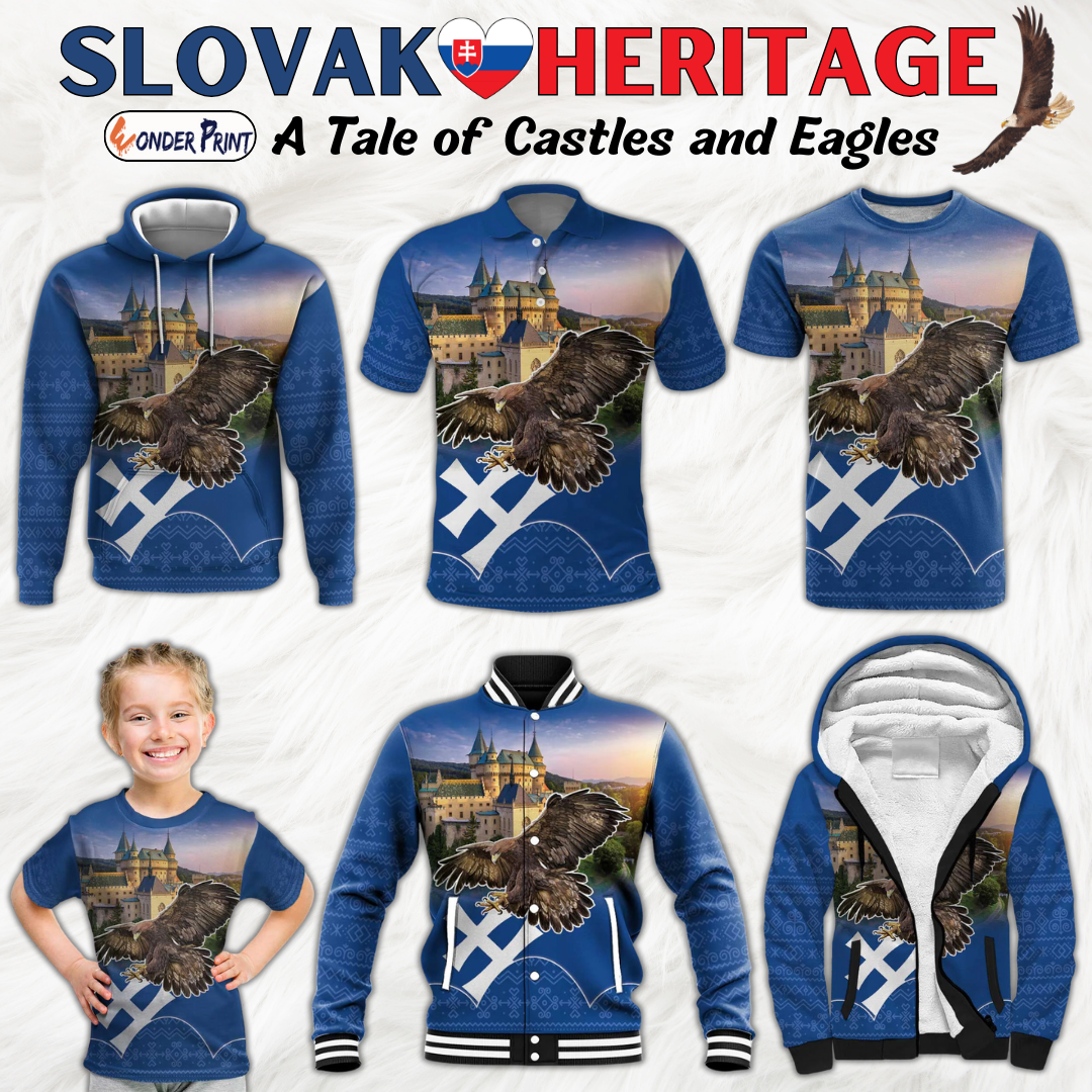 Slovakia Bojnice Castle Hoodie Golden Eagle With Slovak Pattern