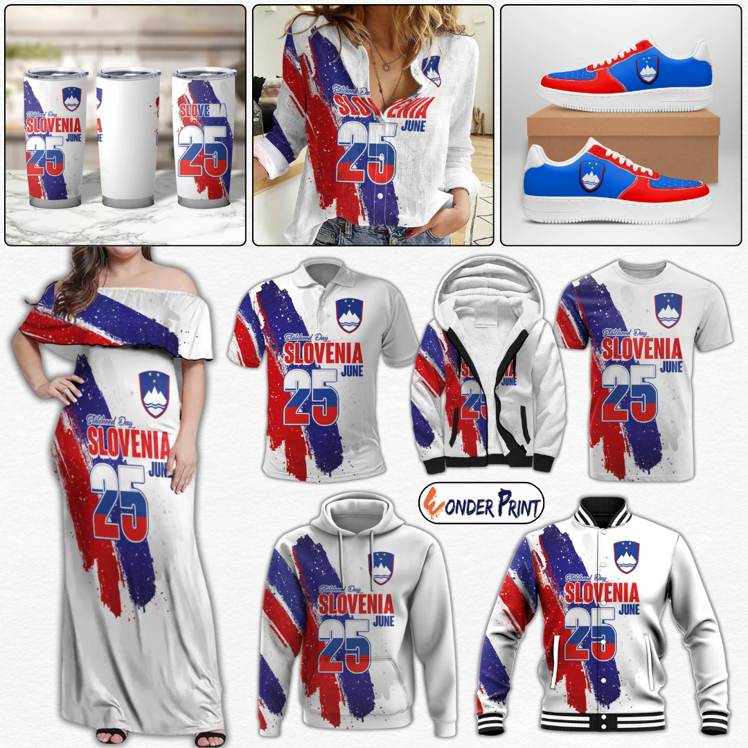 Slovenia Statehood Day 25 June National Flag Color Brush Stroke Style