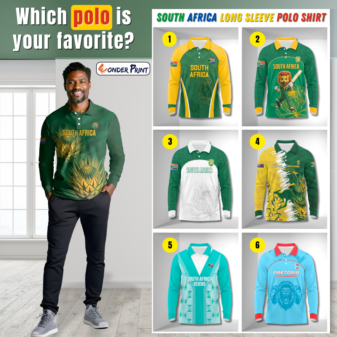 South Africa Long Sleeve Polo Shirt