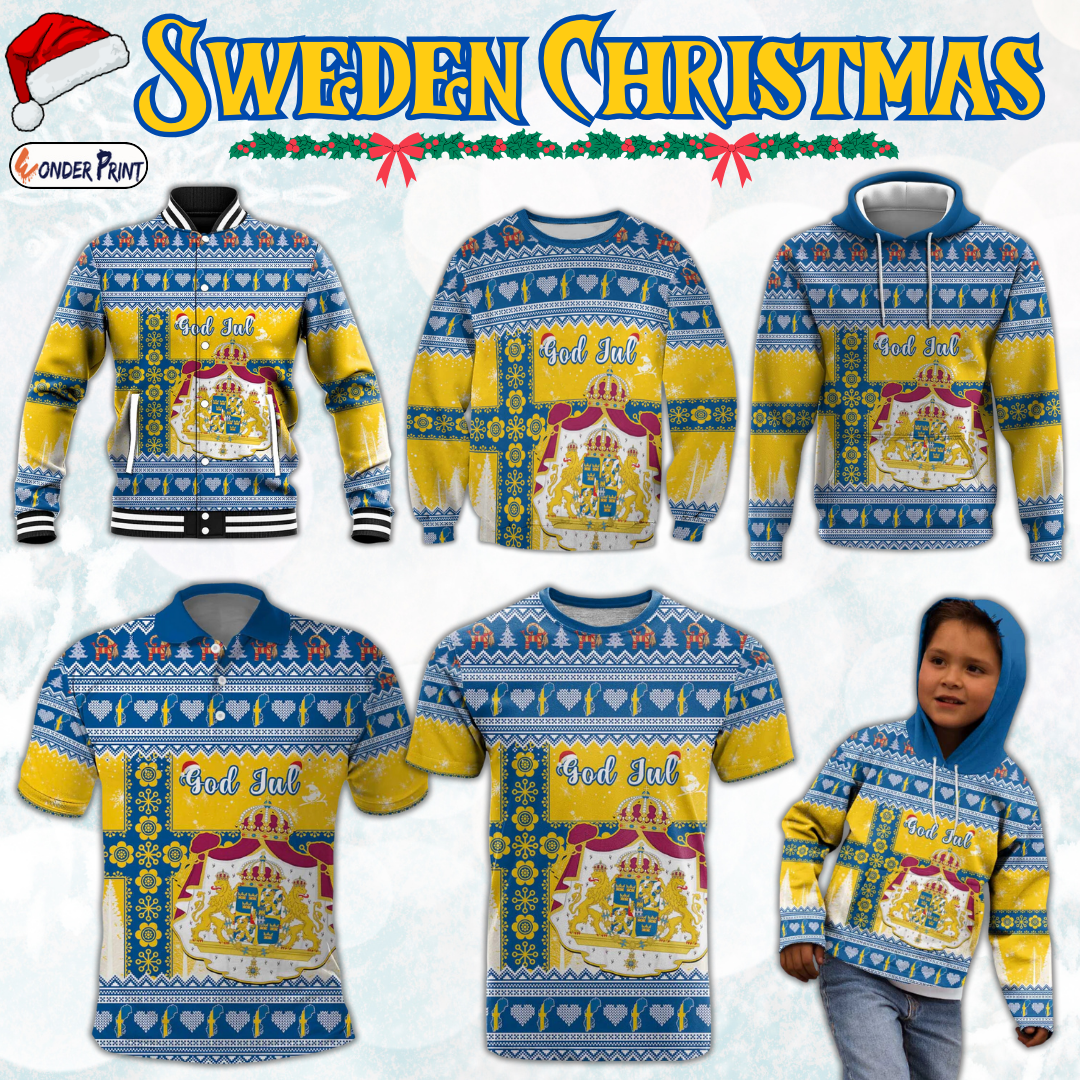 Sweden Christmas Coat Of Arms - Scandinavian Pattern