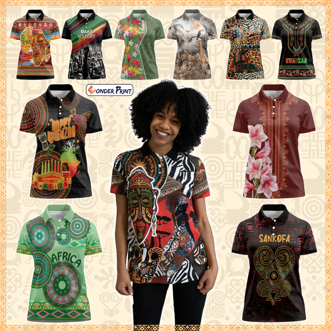 Traditional African Pattern Women Polo Shirt