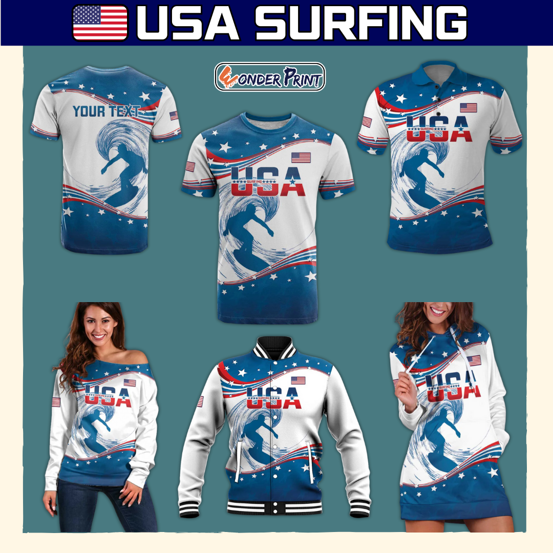 USA Surfing 2024 United States Flag Curve Style