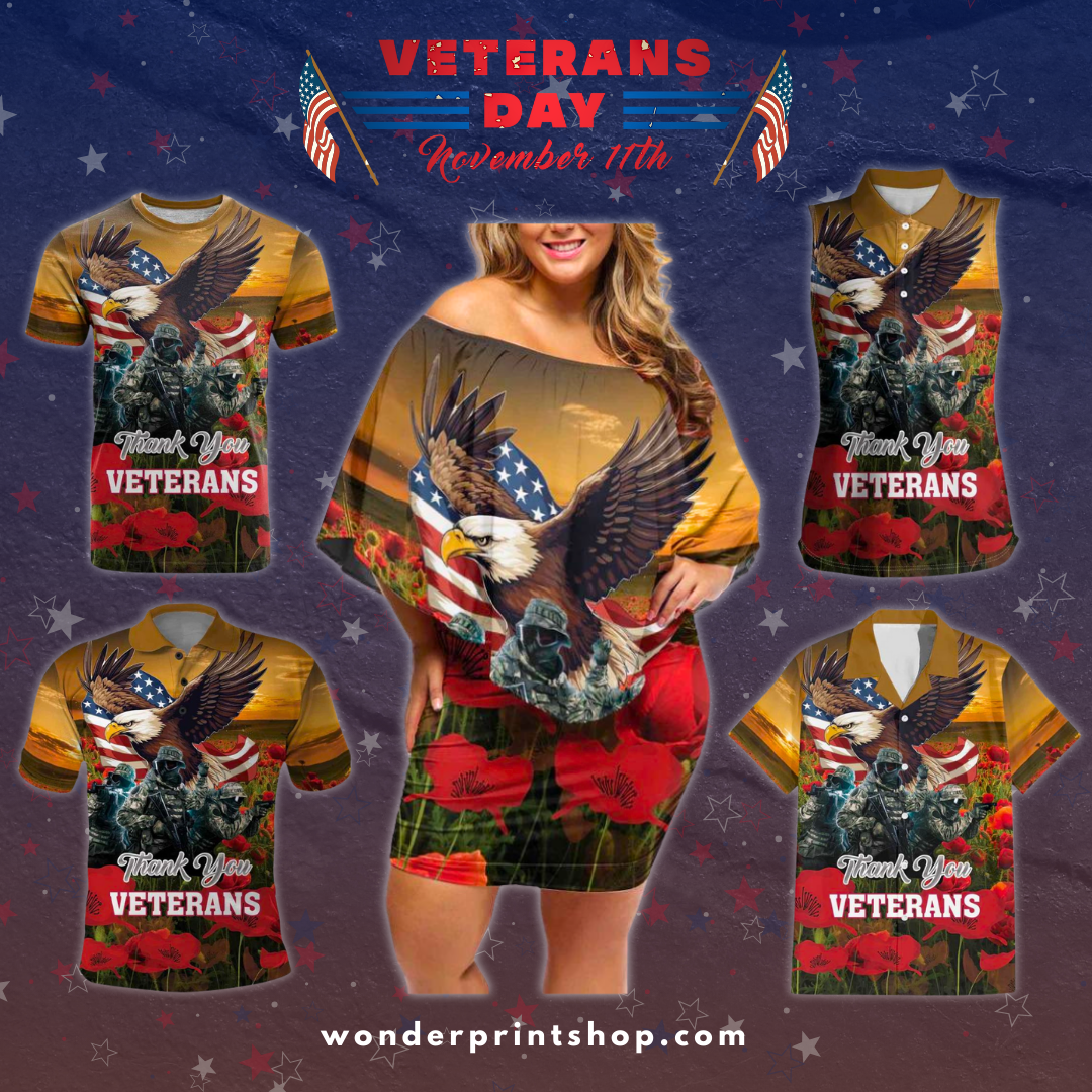 US Veterans Day American Army With Poppy Flowers