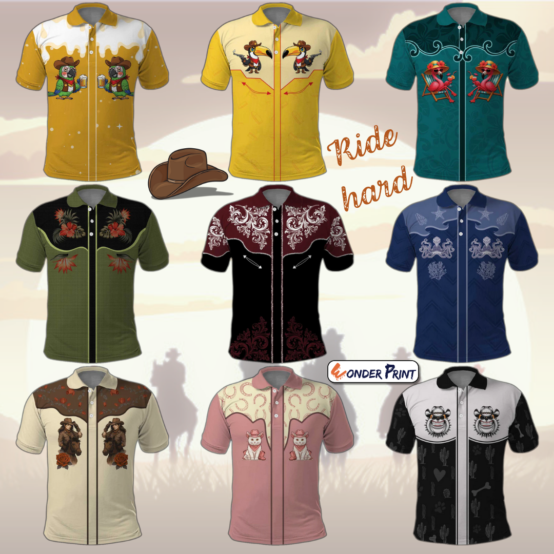 Cowboy Western Yoke Polo Shirt