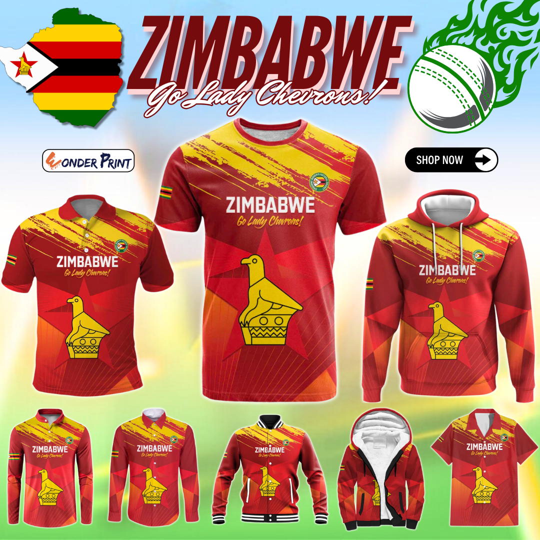 Zimbabwe Cricket Go Lady Chevrons Grunge Style