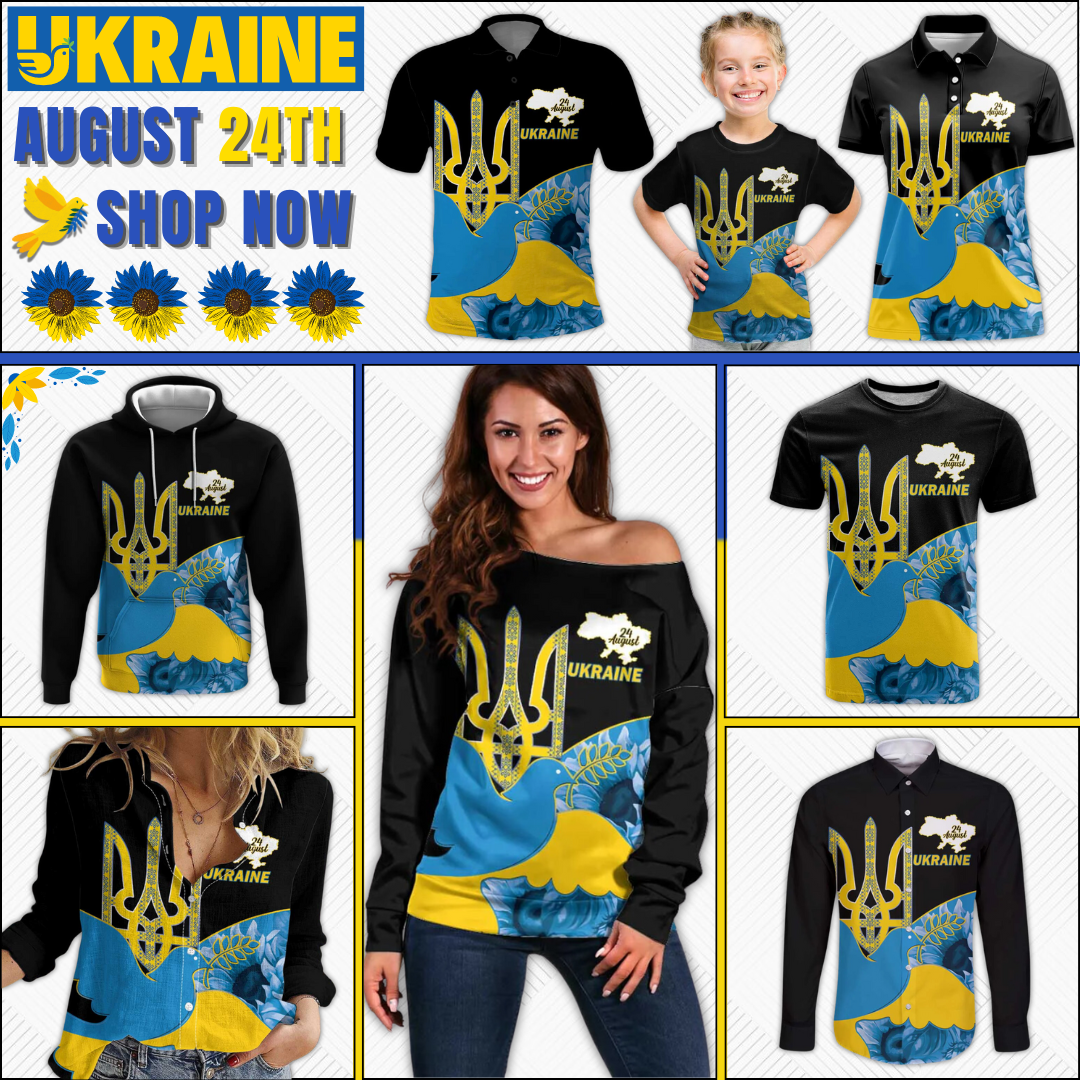 Ukraine Independence Day Slava Ukraini Ukrainian Trident With Sunflowers