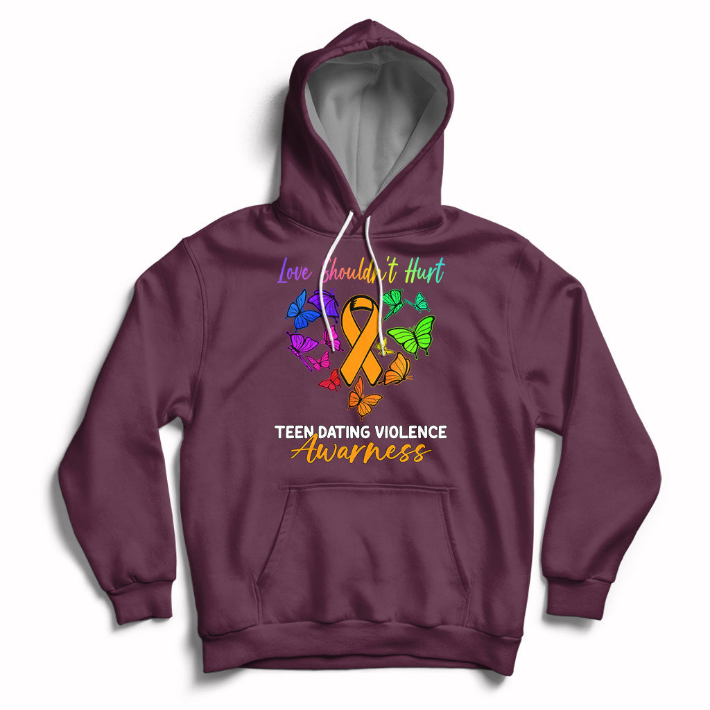 Love Shouldnot Hurt Teen Dating Violence Warrior Butterflies Hoodie - Wonder Print Shop