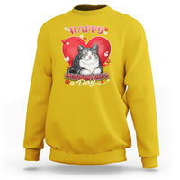 Happy Meowentine's Day My Cat Is My Valentine Cute Cat Heart Sweatshirt - Wonder Print Shop